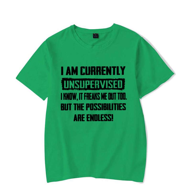 

Мужские забавные футболки Футболка «В настоящее время я без присмотра» Веселая забавная надпись Подарок на день рождения Мужские забавные футболки Топы 4XL