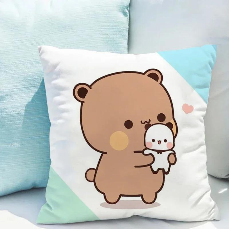 Povlak na polštář Bubu Dudu 45x45cm roztomilý kreslený medvěd povlak na polštář obývací pokoj pohovka potah na polštář ložnice domácí dekorace dětský dárek