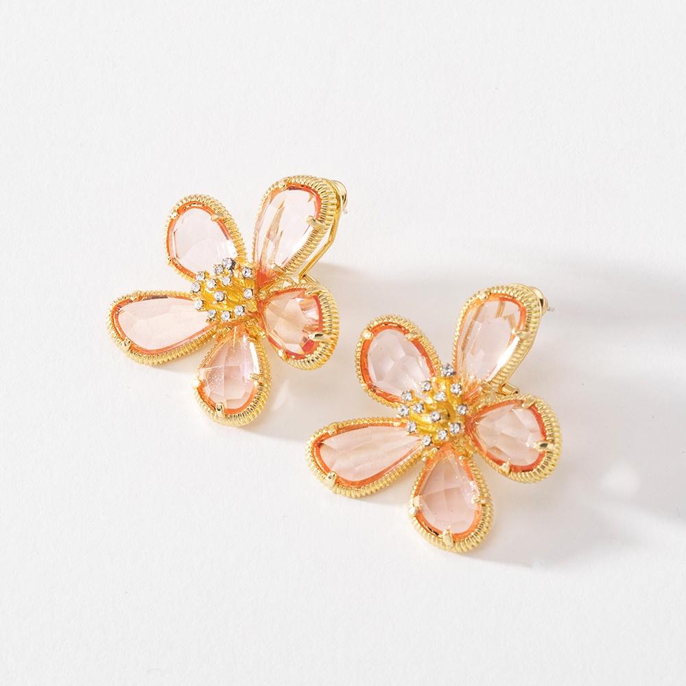 Pinkdudu Kristall-Blumenstecker Elegante Legierung mit eingelegten Kristallen Ohrringe für Damen Schmuckzubehör Geschenke PD510