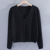 Women's Long Sleeve Cardigan V Neck Elegant Knit Top Thin Solid Color Shrug