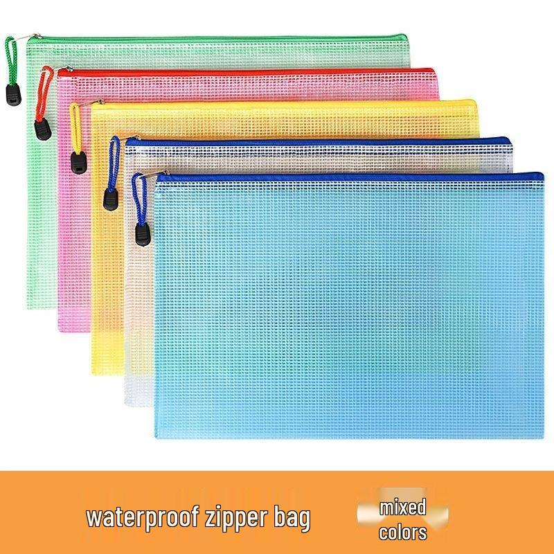 

Waterproof Transparent A4 Zipper Document Bag: Large Capacity Mesh Storage for Papers and Stationery