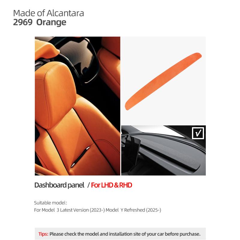 Betterhumz Made of Alcantara for Tesla Model 3 Highland 2024- Car Dashboard Panel Center Console Trim Sticker Cover Accessories