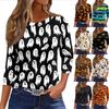 Women 3/4 Sleeve Casual Loose Fit Round Neck Shirt Halloween Bat Print Lightweight Pullover Top for Everyday Wear