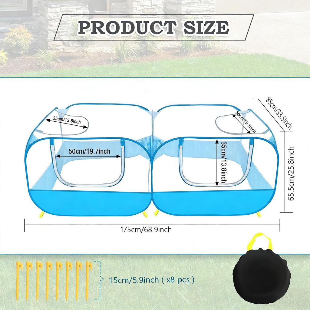 Animal Enclosure Detachable Base Reversible Sun Protection Indoor Kitten Enclosure For Travel Outdoor Animal Cat Ground Lawn