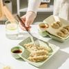 Square Dumplings Plate with Vinegar Saucer 7.5 Inch New High Aesthetic Cream Wind Ceramic Dividing Plate Solid Simple Tableware