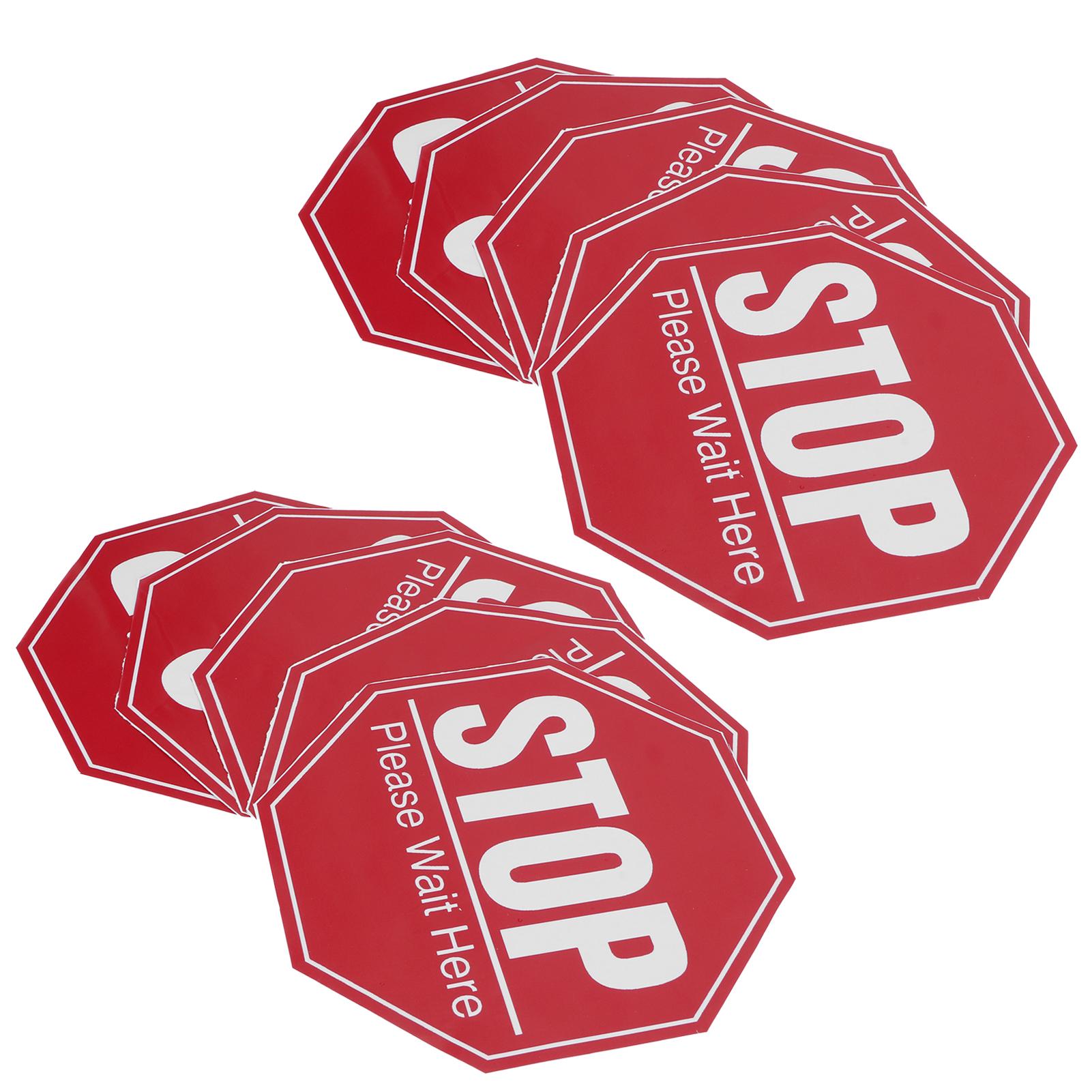 

2 Set Floor Stop Sign Sticker Safety Distancing Floor Marker Warning Decal for Public Area Use
