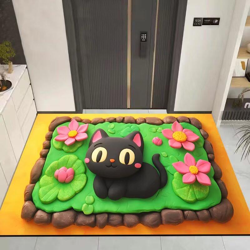 3D Cartoon Schattige Kat Vloerkleed Tapijt voor Woonkamer Kinderkamer Mat Sofa Deurmat Vloerkleed Woondecoratie Antislip Zachte Mat Cadeau