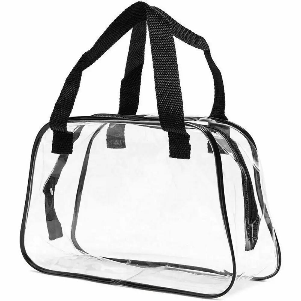 Clear Stadium Approved Tote Bag Transparent Small Handbag for Travel & Concert PVC Cosmetic Bag Travel Toiletries Bag