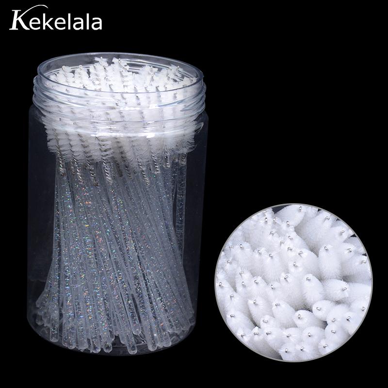 50Pcs/Bottle Eyelash Extension Brushes With Container Eyebrow Eye Lash Mascara Wands Spoolies In Case Wholesale