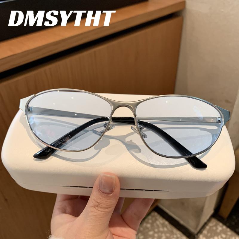 Trendy Small Frame Cat Eye Sunglasses Y2K Street Style Sunglasses Outdoor Men Women Fashion Outdoor Glasses Full Frame Silver Frame Light Blue Goggle
