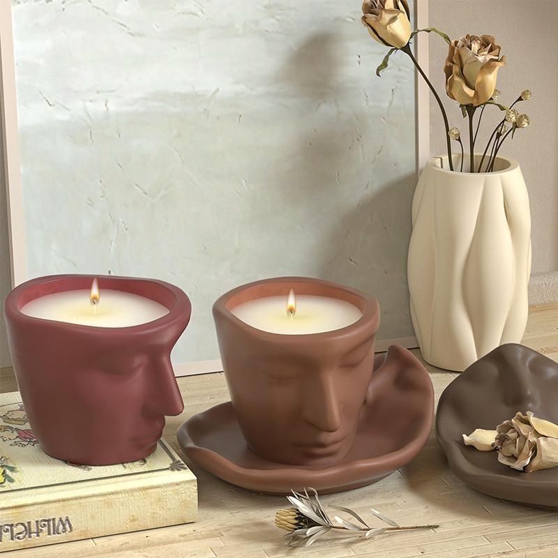 Abstract Face Storage Flowerpot Mold Humanface Mold DIY Epoxy Resin Cement Gypsum Candle Container Cup Silicone Mould Gardening Decorative Crafts