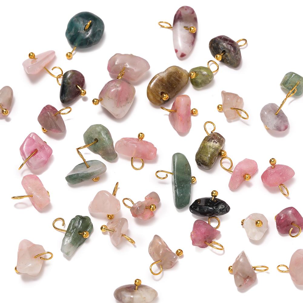 5Pcs Irregular Natural Stone Bead Pendant Multicolor 3-20mm Broken Stone Pendant Nine Needle Pin for Necklace DIY Jewelry Making
