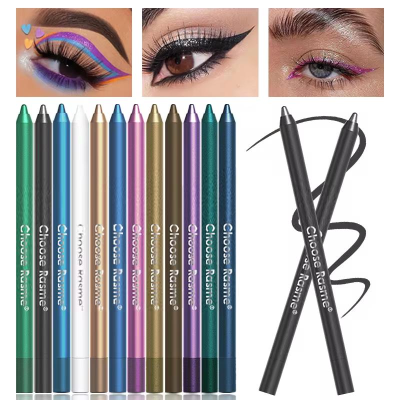 12 Kleuren Set Glitter&Shimmer Oogschaduw Eyeliner Stick Pak Draagbaar Soepele Applicatie Veelzijdig Halloween Activiteit Make-up Pennen