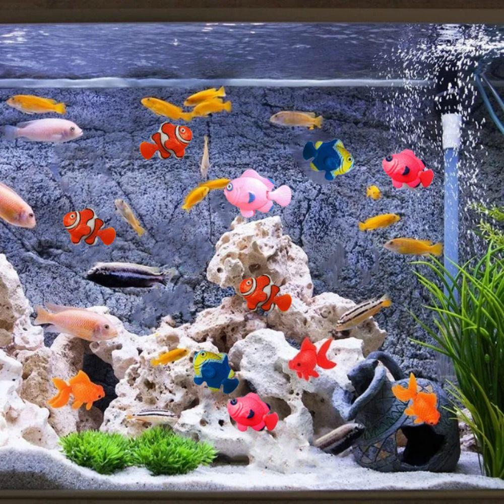 5pcs Decorative Artificial Clownfish Plastic Simulation Floating Fishes Random Color Simulation Ocean Tropical Fish