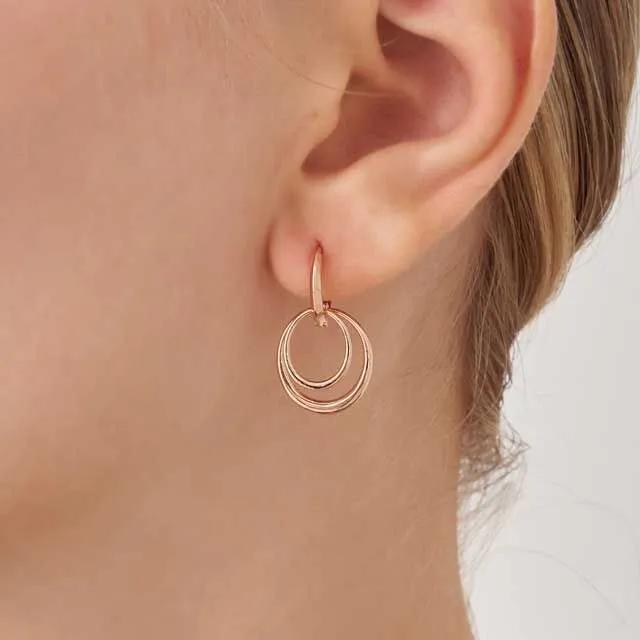 14K GF Double Ring One-Touch Bold Earrings C24EGF228