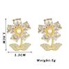 Luxury Full of Crystal Flower Earrings for Women Fashion Hollow Out Statement Drop Earrings Wedding Party Bridesmaid Jewelry