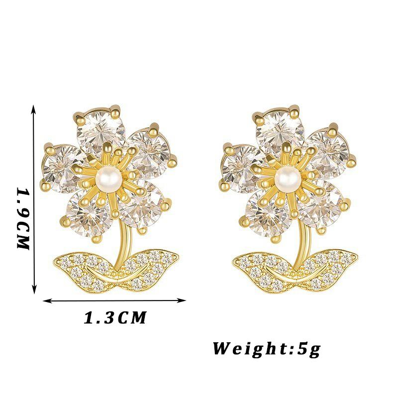 Luxury Full of Crystal Flower Earrings for Women Fashion Hollow Out Statement Drop Earrings Wedding Party Bridesmaid Jewelry