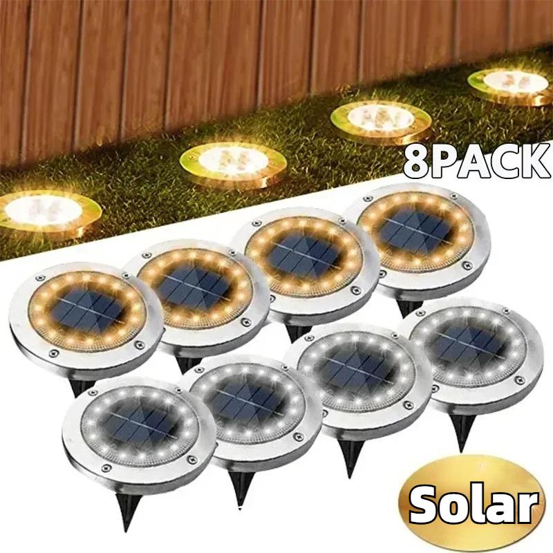 Solar Powered Underground Disk Light, Outdoor Buried Spotlight Lamp, Waterproof In-Ground Landscape Light For Home Garden Lawn Yard Pathway Decoration