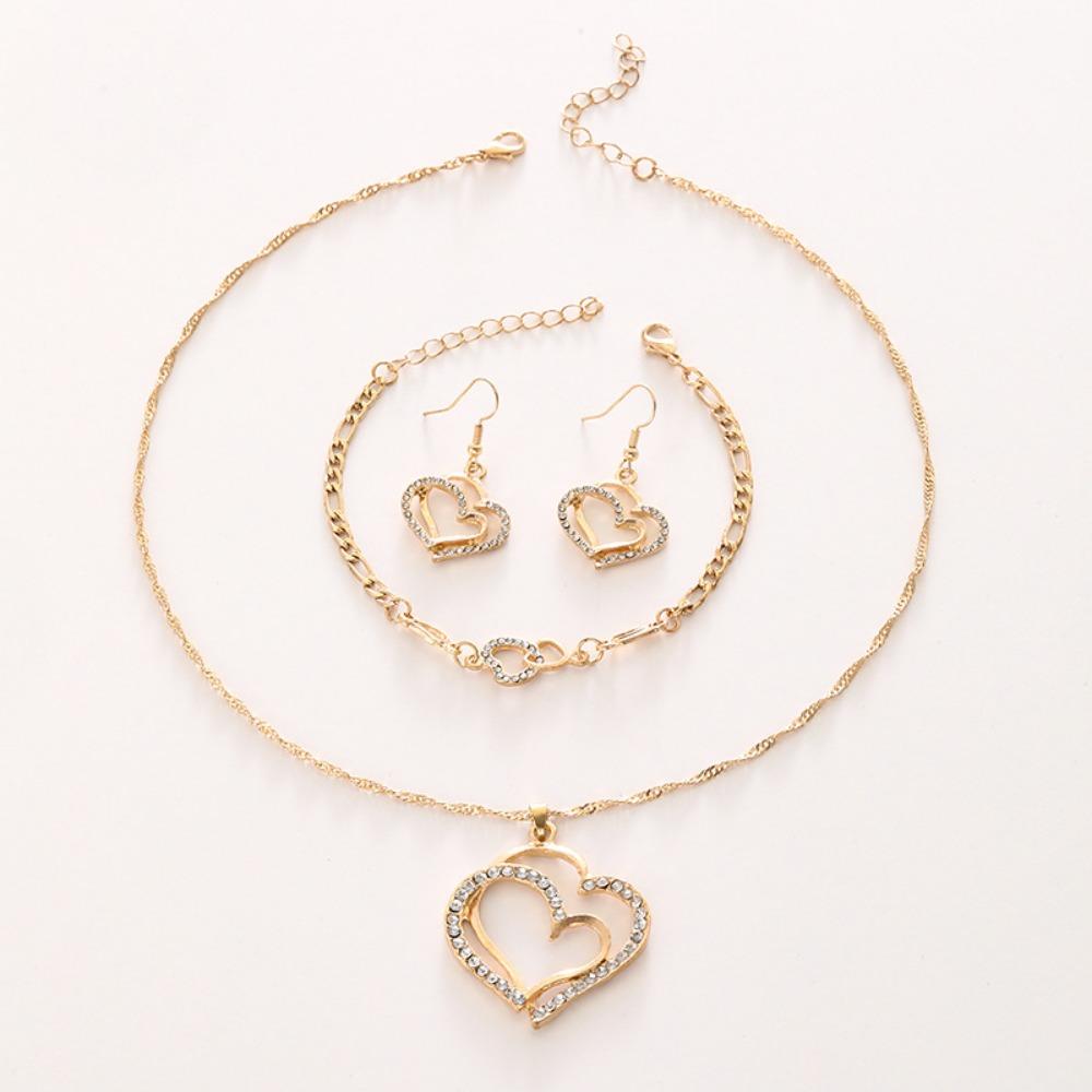Fashion Love Wrapped Necklace Earrings Bracelet Jewelry Set Suitable for Wedding Party Festival Gifts
