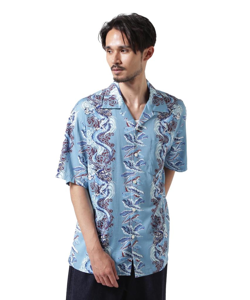 AVIREX Aloha Shirt Dragon Rise Size M Blue (WEB&DEPOT Exclusive) Men's (110cm) 783-5123024