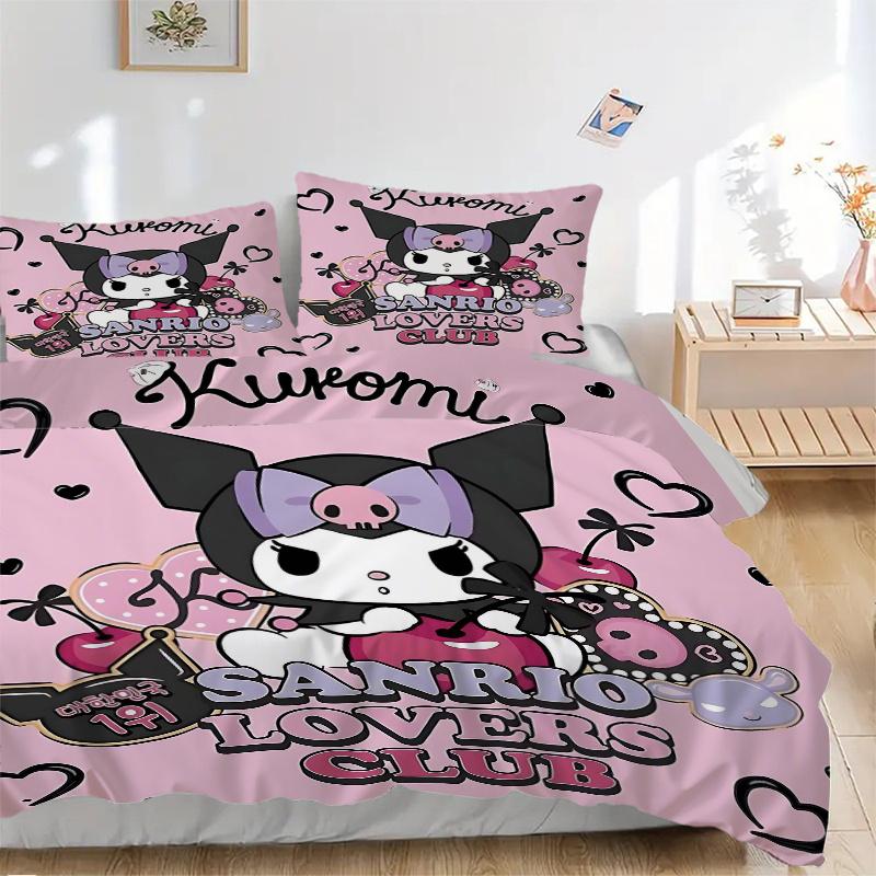 

3 шт. Набор постельного белья «Сладкое Хэллоуинское Приключение Куроми», 1* Пододеяльник + 2* Наволочки, Набивной комплект постельного белья, Мягкий и удобный H068 135x200cm