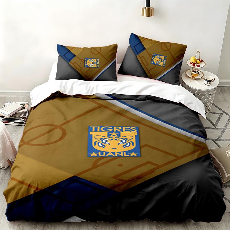 Club Tigres UANL 3pc Set Perfect for Bedroom Use Comfortable Bedding Set Includes a Duvet Cover and Two Pillowcases Ideal Birthday or Christmas Gift