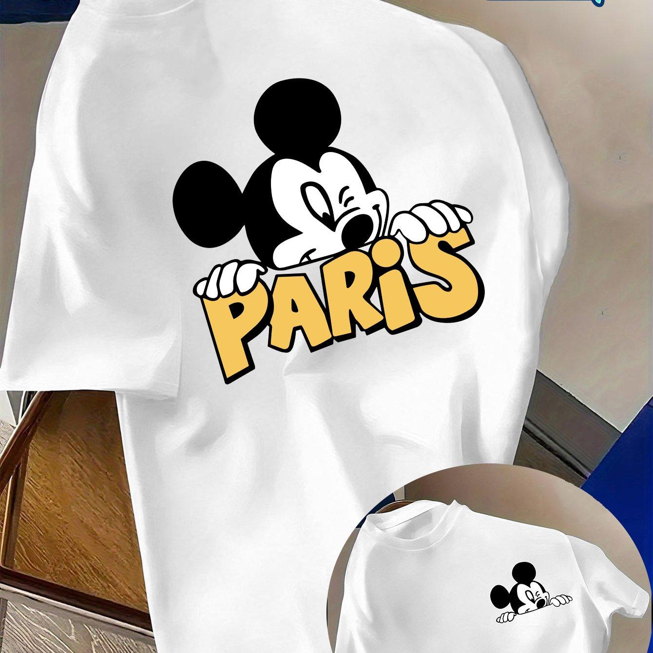 

Хлопковая футболка Disney Mickey Mouse Мужская Женская Повседневная Модная Оверсайз Уличная Одежда Свободная С Коротким Рукавом 100% Чистый Хлопок Футболка с Принтом XL