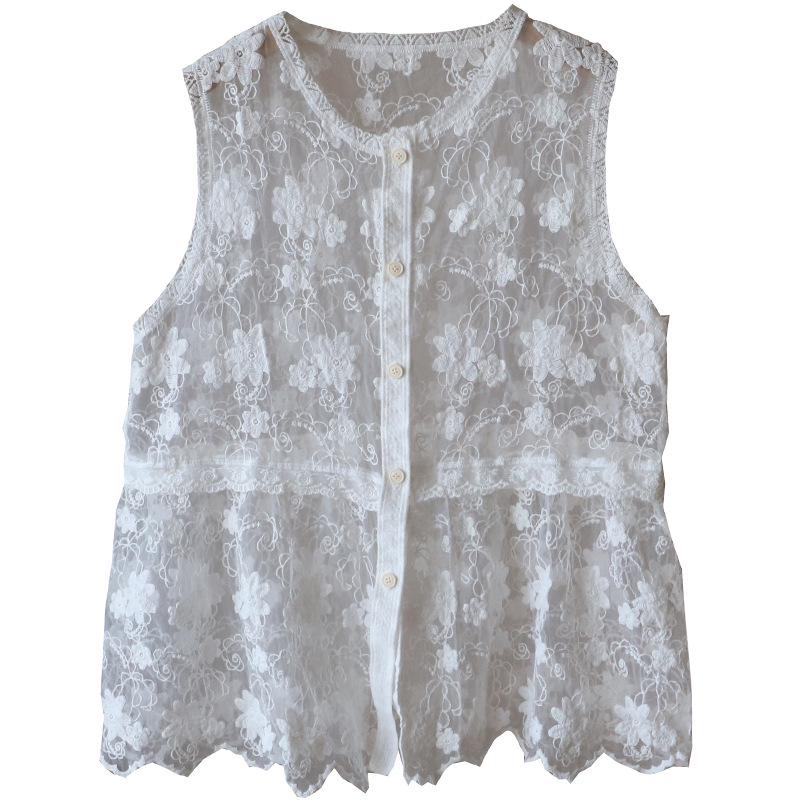 2025 Sommer Koreanischer Rundhals Locker Spitze Weste Strickjacke für Damen