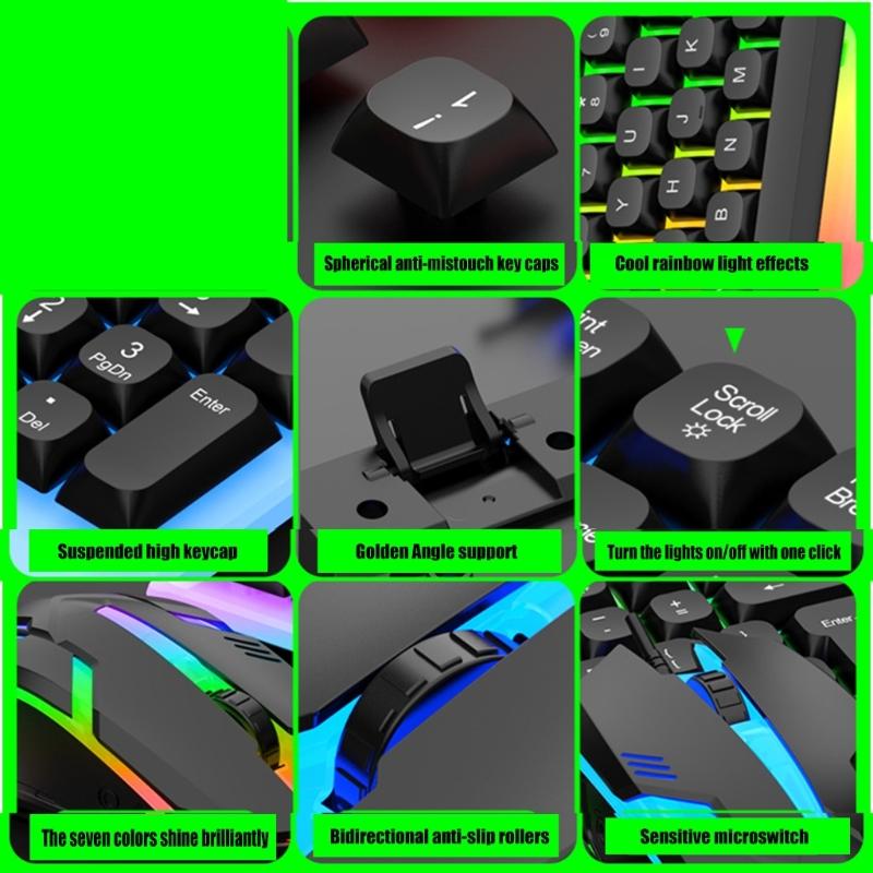 Kabelgebundenes Gaming-Tastatur- und Maus-Set LED-beleuchtete mechanische Tastatur 104 Tasten Maus Tastatur PC Gamer Zubehör