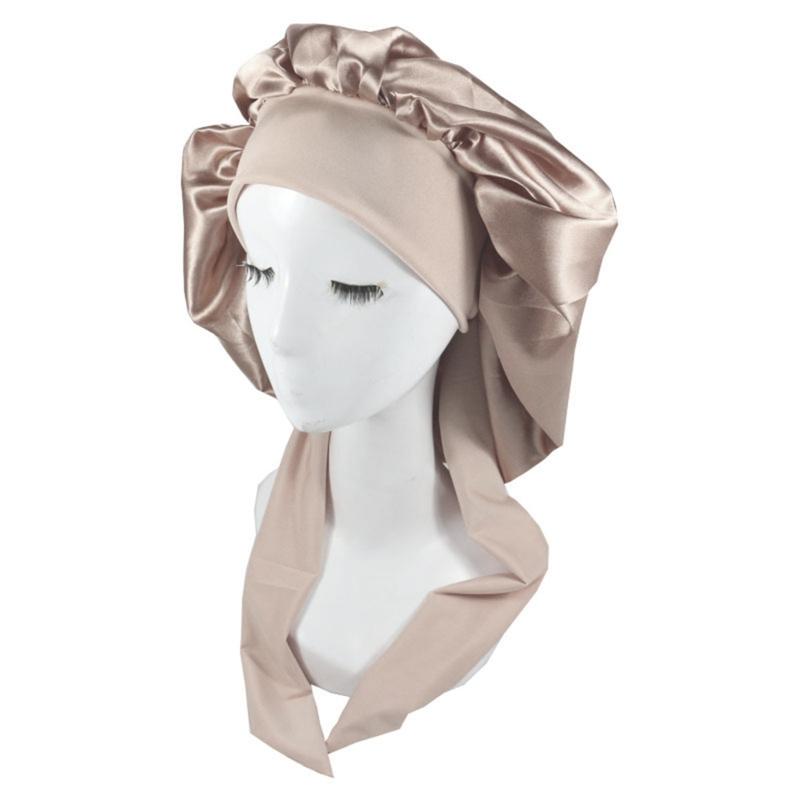 Girls Four Seasons Polyester Satin Sleeping Cap for Women,Silky Bonnet Sleep Hat for Head Wrap Night Elastic Band Headsc