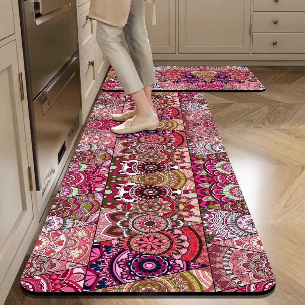VIKAMA's New Bohemian Kitchen Rug Diatomite Bathroom Absorbent Anti-Slip Toilet Seat Pad Bathroom Bathtub Mat Home Decoration.