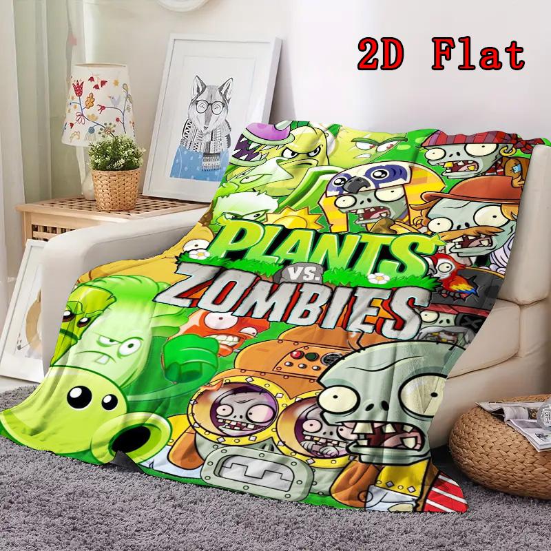 Plants vs. Zombies print 2D Flat Pattern Flannel Blanket High quality All Seasons Warmth and Comfort Perfect for Christmas Gifts.P260914580