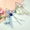 Flower Bowknot Keyring with Soft Ribbon Portable Bag Pendant Elegant Key Holder Acrylic Texture Present for Women Girl