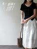 French White Embroidered Lace Mid-Length Umbrella Skirt for Women
