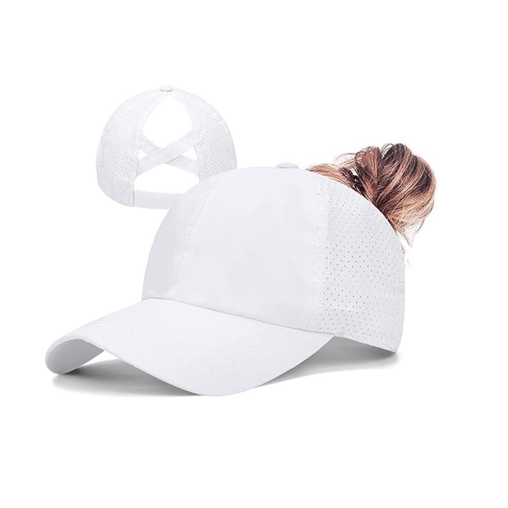 Women s Criss Cross Ponytail Baseball Cap, Breathable Mesh Quick Dry Adjustable Sun Hat, UV Protection High Ponytail Running Golf Hat for Women белый