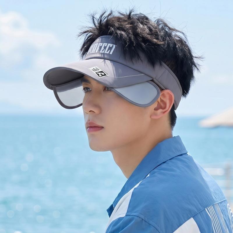 Summer sun protection visor hat women running outdoor sports brim empty top hat men's casual cycling versatile telescopic