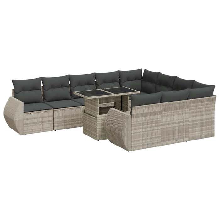 VidaXL Salon de jardin 11 pcs avec coussins gris clair résine tressée 3326713