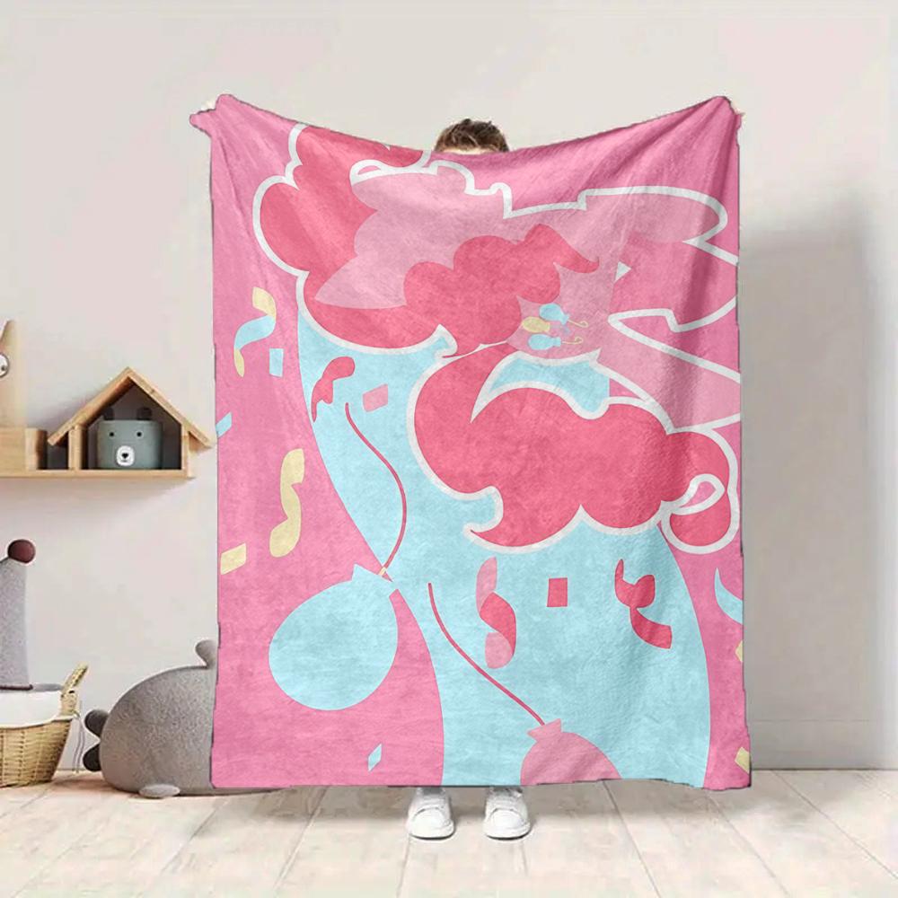 1Pc Abstract Pink Blue Shapes Flannel Blanket, Soft And Comfortable, Casual Warm, Camping Travel, Christmas, Halloween Xmas Gift Y1654