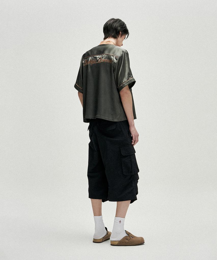 NOT4NERD Knee Tuck Parachute Cargo Bermuda Shorts - Black