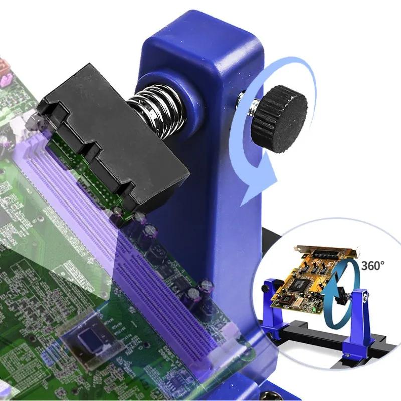 Combination Toolbox with Adjustable PCB Holder 360° Rotation Soldering Jig for Printed Circuit Board Repair and Assembly