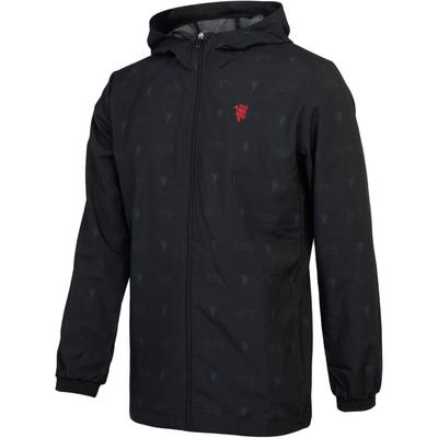 Jaqueta Moletom com Zíper Manchester United Football com Logotipo Bordado Masculino Tops Preto H56689