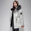 Yiliteng Women's Mid-Length Hooded Down Jacket with Raccoon Fur Trim