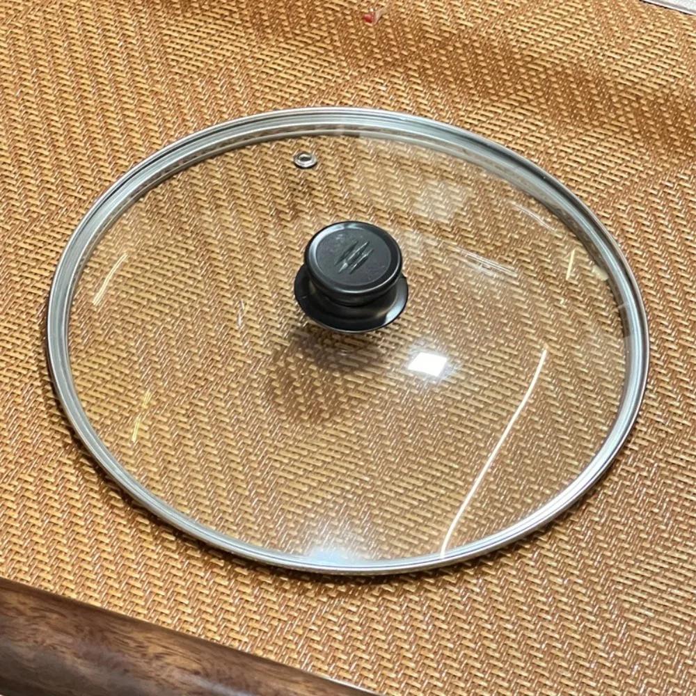 Durable Universal Pot Cover Tempered Glass Round Pot Lid Visible Stainless Steel Cookware Parts Kitchen Accessories