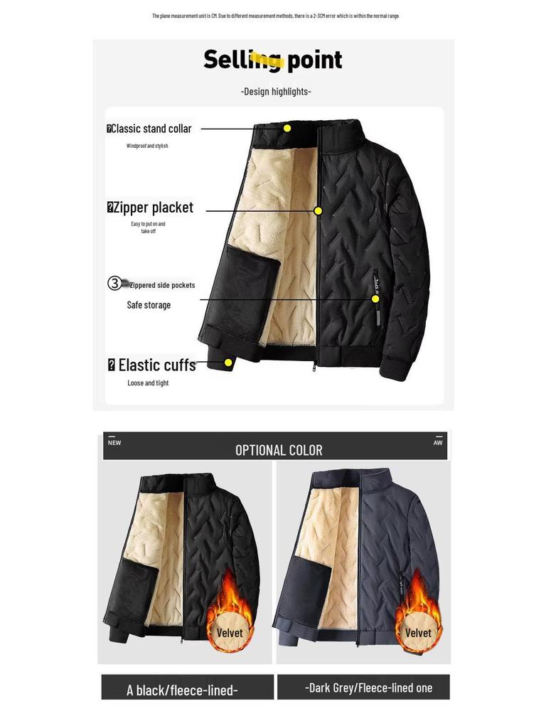 Herren Winter Lammwolle Samt gefüttert Baumwolljacke & Mantel Set