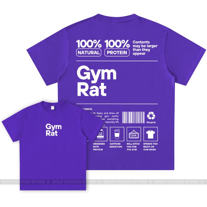 GYM Graphic 100% Cotton Oversized Big Pattern Double-sided Classic Short Sleeve T-Shirt for Men Women Sportswear Tops Tees