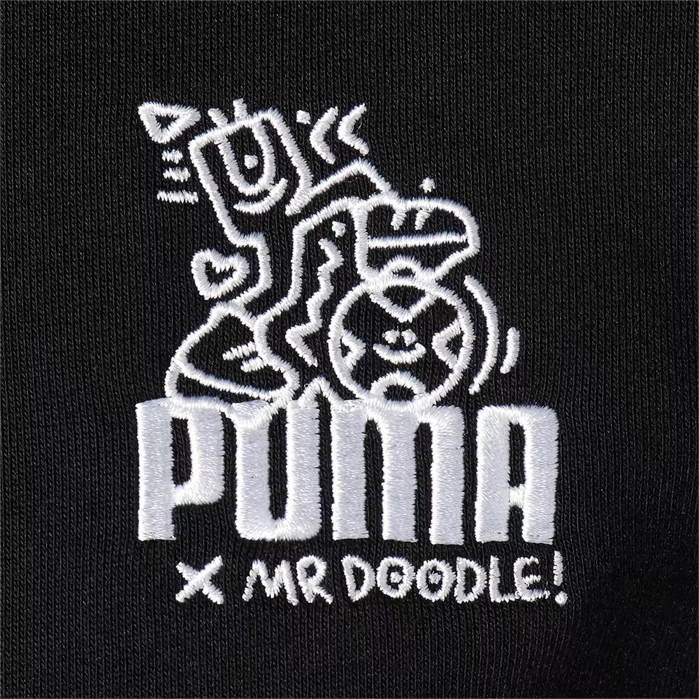 Puma X Mr Doodle Logo Print Drawstring Hoodie Men Hoodie Black 598639-01