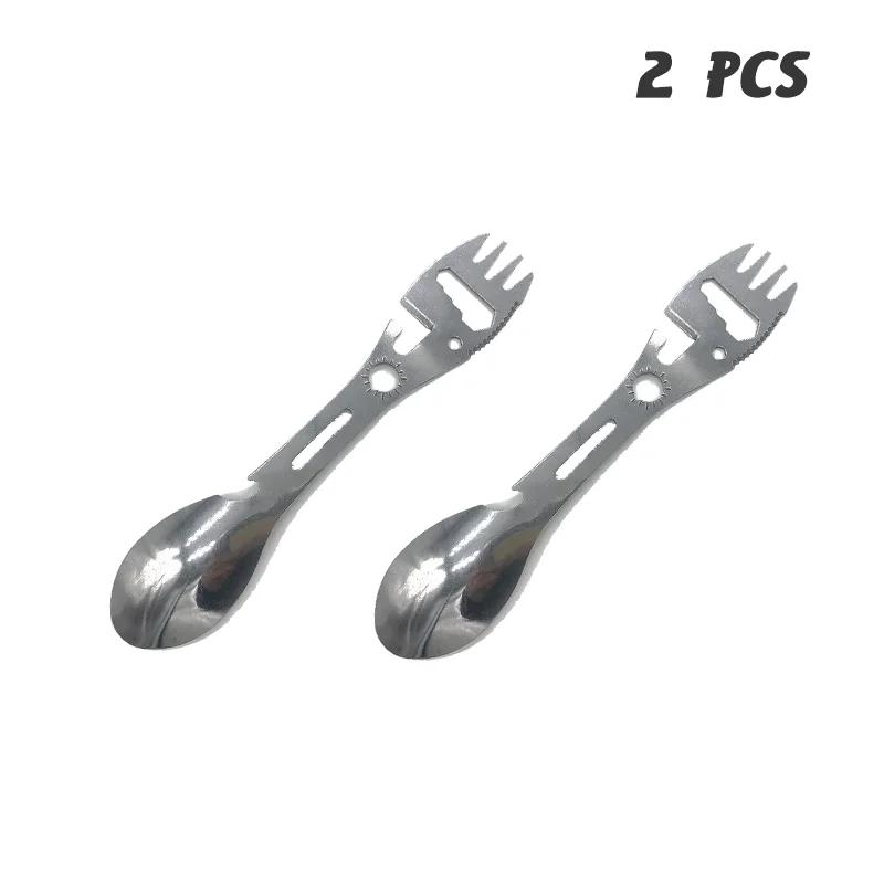 Multifunctional Outdoor Camping Tableware Portable Tableware Tools Soup Spoon Can Opener Picnic Hiking Forks Travel Equipment