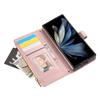 For Samsung Galaxy Z Fold7 5G Case Multi Card Slots Zipper Rhombus Leather Phone Cover with Wrist Strap