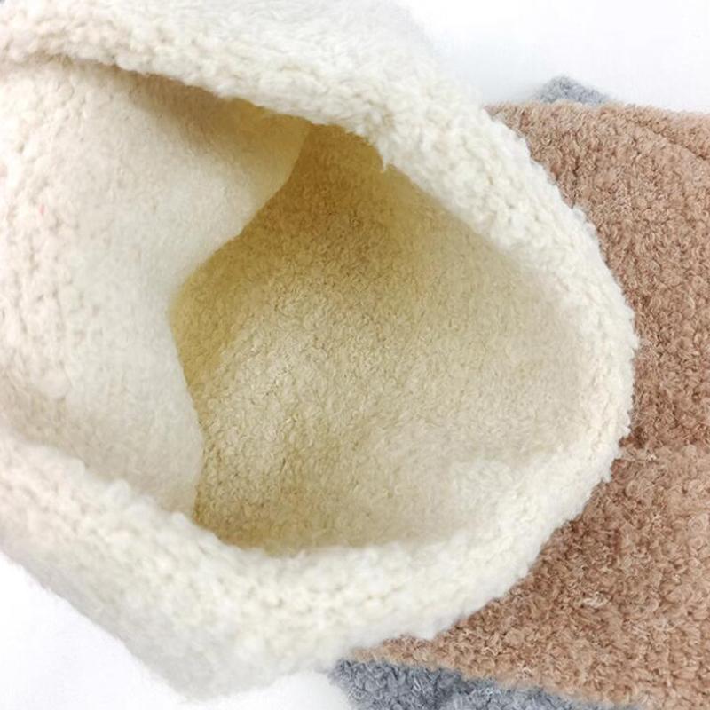 Cat Ears Warm Plush Knitted Beanies for Women Love Heart Embroidery Ear Warmer Cap Solid Color Windproof Pullover Hat Bonnet