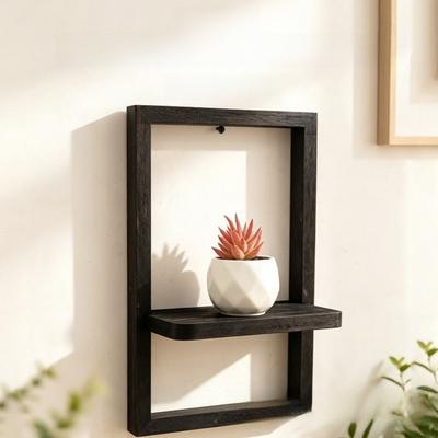 Square Shape Wooden Wall Shelf Wall Mounted Shelf  for Display Candles Album Potted Plants